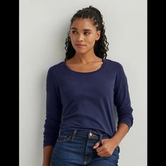 This Is A Listing Created For A Posh Show. Join A Posh Show To Learn More! Blue Tops For Everyday Fall Wear, Blue Scoop Neck Top For Fall, Blue Long Sleeve Tops With 4-way Stretch, Moisture-wicking Blue Long Sleeve Top, Blue Long Sleeve Moisture-wicking T-shirt, Long Sleeve Tee, Gibson, Long Sleeve Tees, To Learn