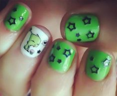 Cute Gir Invader Zim, Invader Zim Scenecore, Invader Zim Nail Art, Gir Nails Invader Zim, Invader Zim Clothes, Pierce The Veil Nails, Invader Zim Aesthetic