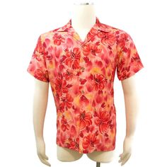 Vintage Mens Hawaiian 1960s - 70s cotton Hawaiian shirt by Paradise Hawaii. Orange, red and coral pink floral print in a nice soft polished cotton. Unlined and no size indicated so please follow the exact measurements below to determine fit Measures: Chest 41" waist 40" shoulders 17" length back collar-hem 28.5" Measurements taken flat and doubled where appropriate - please compare to a similar, well-fitting garment of your own to determine fit Condition: No holes and has been cleaned but there are two black marks at front as shown. Priced accordingly SHIPPING: Tracked and expedited shipping approx 1-2 weeks within North America. Three weeks Internationally depending on customs delays. (Etsy's calculated shipping time is optimistic imo) Express is only guaranteed delivery time. Please read 70s Jacket, Vintage Menswear, Seventies Fashion, Pink Floral Print, Aloha Shirt, Summer Cotton, Coral Pink, Orange Red, Vintage 70s