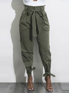 Women's Street chic Chinos Pants - Solid Colored Bow / Ruched Yellow / Holiday 2019 - US $8.99 Cargo Pants Baggy, Harem Pants Women, Baggy Trousers, Women Street, Loose Pants, Looks Chic, Joggers Womens, Ankle Length Pants