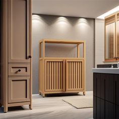 a bathroom with a sink, cabinet and mirror