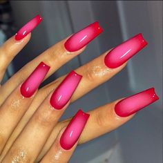 Red And Pink Nails, Tapered Nails, Spring Nails 2023, Spring Manicure, Red Ombre Nails, Pink Ombre Nails, Dope Nail Designs, Nails 2023