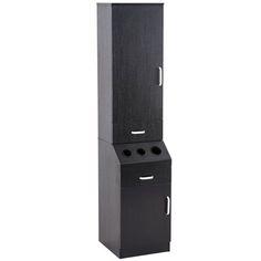 a tall black cabinet with two drawers