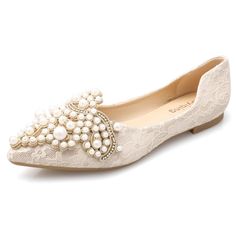 PRICES MAY VARY. 【Pearl flats】 As a pair of classic basic shoes，LIYUHANJIALU design this Pearl flats with trend elements, easily match everyday wear. Sometimes, simple is the best. 【Dress shoes that are easy to match】: Soft PU upper,cute lace appliques,shiny pearls,closed pointed toe,slip on ,which are perfect outfit with office suits,dresses,shorts,jeans,leggings,skirts and other casual wear. 【occasion】: The fashion and elegant dress shoes fit perfectly for office,business,wedding,prom,evening Mother Of The Groom Shoes, Pearl Flats, Best Dress Shoes, Office Suits, Basic Shoes, Bridal Flats, Groom Shoes, Pearl Decorations, Buy Pearls