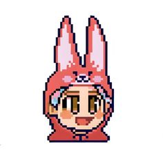 an image of a pixel art character with bunny ears