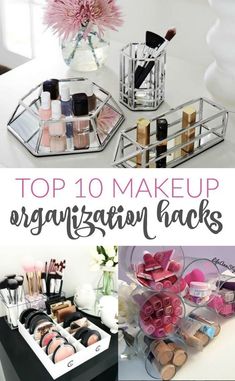 Top 10 Makeup Organization TipsTricksand HacksThe perfect organization ideas to keeping your room or vanity cleanLOVE these ideas for eye shadowpalettesfoundationand brusheslemonpeony makeup hacks organization tips tricks clean Vanity Simple, Diy Makeup Organizer, Organization Hacks Diy, Organize Makeup, Natural Beauty Secrets, Makeup Organization Diy, Makeup Organization Vanity, Holistic Care