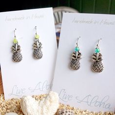 pineapple earrings handmade in HAWAII tropical beach by LOphoto808 Novelty Summer Jewelry Gift, Novelty Jewelry Gift, Jewelry Gift Basket, Art Nouveau Earring, Pineapple Earrings, Mother Daughter Gifts, Halo Earrings Studs, Girls Gift, Gift For Girls