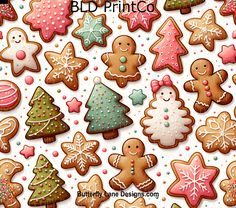 an assortment of decorated christmas cookies on a white background with the words bd pritico