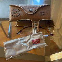 -Ray-Ban Rb1971 Square -Light Brown -Used Only Once In Photo Light Brown Ombre, Brown Ombre, Colored Sunglasses, Ray Ban, Light Brown, Sunglasses Accessories, Ray Bans, Women Accessories, Sunglasses