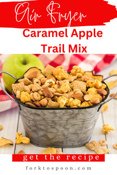 Air Fryer Caramel Apple Trail Mix This Caramel Apple Pie Party Mix is a delightful blend of pretzels, candied pecans, dried apples, and caramel chips. It captures the essence of homemade apple pie with a delicious salted caramel twist. Perfect for movie nights, game nights, or as a party appetizer, this easy-to-make mix is sure to be a hit. #AppleWeek #Snack #TrailMix #PartyMix #Caramel #Recipe #Fall Caramel Apple Snacks, Snack After School, Dried Apple Chips, Caramel Chips, Trail Mix Recipe, Caramel Recipe, Apple Snacks, Trail Mix Recipes, Homemade Trail Mix