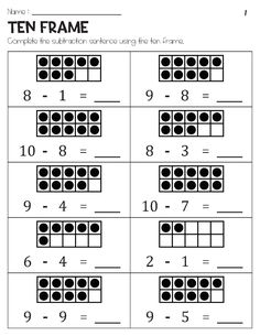 the ten frame worksheet is shown with numbers to 10 and two - digit