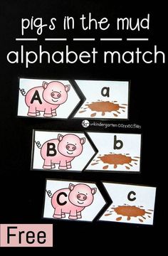 pigs in the mud alphabet match with free printables