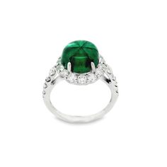 A rare and unique 3.59 carat of Trapiche Emerald takes center stage! It is a rare variety of Emerald characterized by a six-arm radial pattern of usually black spokes separating areas of green emerald. Most Trapiche emeralds come from the emerald mines in Colombia. Accenting the piece are 1.34 carats of round brilliant-cut diamonds which create a halo around the emerald and run down the sides of the ring. Hand fabricated in platinum and ready to be worn!  Ring Size: 6.25  Weight: 5.6 grams Trapiche Emerald, Radial Pattern, Art Deco Sapphire Ring, Oval Sapphire Ring, Sapphire Eternity Ring, Orange Ring, Purple Diamond, Platinum Diamond Rings, Ring Hand