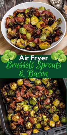 air fryer brussel sprouts and bacon is the perfect side dish for st patrick's day