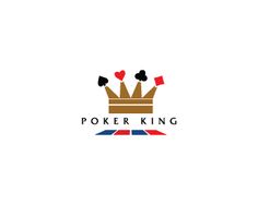 the logo for poker king, which is designed to look like a crown with hearts on it