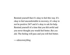 an image of a quote with the words, remind yourself that it's okay to feel