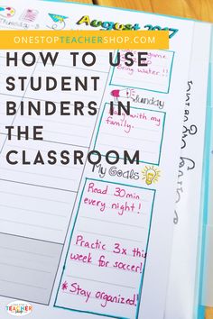 a binder with the words how to use student binders in the classroom on it