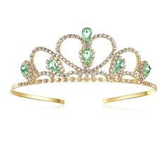 PRICES MAY VARY. Material: brilliant rhinestone green gems tiara, with gold plated metal bend Size: 4.7*5.1*2.1inches, great for 4-12 years old kids Amazing quality of the tiara, is very sturdy and well made Occasion: birthday, prom, party, special occasions Package: packed in a box to ensure that the tiara will not be crushed We all know princesses should wear tiaras and this cutie style from LOVELYSHOP will tick all the boxes for a fairytale party. 
Made with charming shiny rhinestone and allo Kids Tiara, Girls Tiara, Fairytale Party, Prom Birthday, Silver Tiara, Gold Tiara, Rhinestone Tiara, Princess Tiara