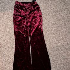 Brand New With Tags Red Velvet Bell Bottom Pants. Stretchy High Waist Burgundy Wide Leg Pants For Fall, Burgundy Stretch Pants For Night Out, Burgundy High Waist Wide Leg Pants For Fall, Fitted Wide Leg Burgundy Pants, Burgundy Fitted Wide Leg Pants, Stretch Wide Leg Burgundy Pants, Stretch Burgundy Wide Leg Pants, Burgundy Stretch Wide Leg Pants, Stretch Burgundy Bottoms For Night Out