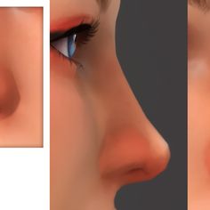 two images of the nose and side of a woman's face with different angles