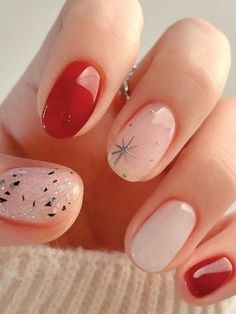 Gel Nails Winter 2023, Nail Korean Style Christmas, Korean Nail Designs, Korean Manicure, Nails Korean, Korean Nail, Korean Nail Art, Nail Colors Winter