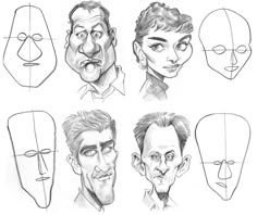 sketches of people's faces with different facial expressions