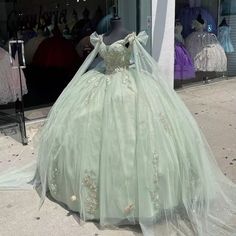 Mint Green Quinceanera Dresses 3D Flowers With Cape Princess Sweet 16 Ball Gown.  "This pin contains affiliate links, which means I may earn a commission at no cost to you extra for you". 
 #affiliate #advertising" Light Green Quinceanera Dresses, Mint Green Quinceanera, Tiana Quince, Sage Green Quinceanera Dresses, Mint Green Quinceanera Dresses, Forest Quinceanera, Quinceanera Dresses Green, Sweet 16 Ball Gown, Green Quince Dress