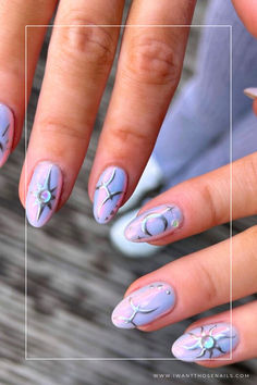 pisces nails designs Pisces Nail Ideas, Virgo Nail Art, Zodiac Nails, Almond Gel Nails, Birthday Nail Designs, Almond Nail