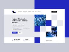 the website design for modern it technology partner in the medical industry, with blue and white squares