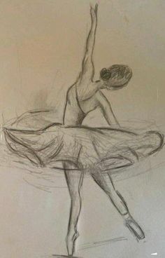 a pencil drawing of a ballerina dancer