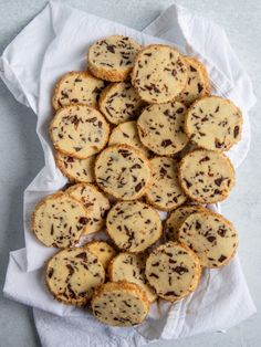 chocolate chip cookies on a white paper towel