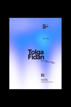 the front cover of tolaga fidan's book, with blue and white background