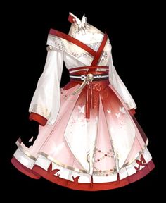 a woman's dress with red and white trims