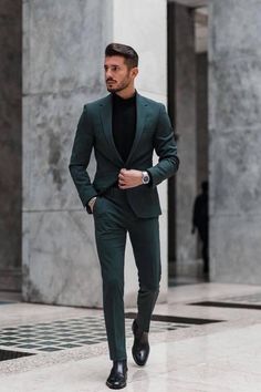 Suited Men, Suit Colors, Chelsea Boots Outfit, Suit Combinations, Best Suit, Modern Suits, Designer Suits For Men, Green Suit