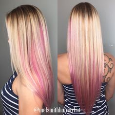 Blonde And Pink, Golden Brown Hair Color, Pink Ombre Hair, Blonde Pink, Dark Purple Hair, Golden Brown Hair, Brown Ombre Hair, Woman Hairstyles