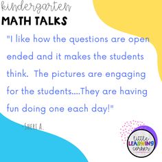 a poster with the words'i like how the questions are open ended and it makes the students think the pictures are engaging for the students they are having fun