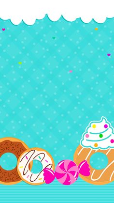 an image of donuts with sprinkles on them in front of a blue background