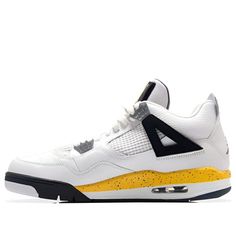 Air Jordan 4 Retro LS 'Tour Yellow' 314254-171 (AJ4/SNKR/Men's/Low Top/Non-Slip/Basketball/Shock-absorbing) Dark Blue Grey, Jordan 4 Retro, Air Jordan 4, Air Jordan 4 Retro, The Court, Low Top, Yellow White, Air Jordan, Blue Grey