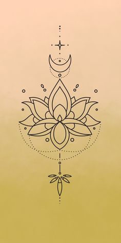 a drawing of a lotus flower on a yellow background