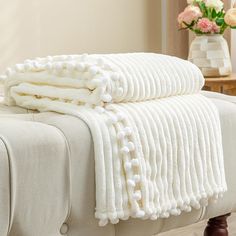 PRICES MAY VARY. 【3D Jacquard & Pompom Design】: Luxury 3D ribbed stripes jacquard pattern endows this plush throw blanket aesthetic. With pompom tassels design, enhances the fluffy blankets decorative and adds fun. Aesthetic room decor adds a distinctive charm to diverse home styles. Also, an ideal and unique gift for your family and friends. 【Premium Fleece Blanket】: BEDELITE fleece blankets are made from 100% microfiber polyester and brushed to create extra softness on both sides. The excellen Cute Fluffy Blankets, White Fluffy Blanket, Cute Throw Blankets, Sweat Aesthetic, Preppy Blanket, Pompom Design, Blanket Aesthetic, Tassels Design, Fuzzy Throw Blanket