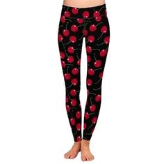 Juicy Cherries﻿ are an alluring fruit with their vibrant tone and succulent flesh. They're also a novel design for leggings which will definitely be a favorite in your wardrobe. These leggings are versatile, just like you and can be worn as a wardrobe piece for a day or night on the town, or to add some fun to your workout. A polyester and spandex blend combine to guarantee comfort, stretch, and breathability, and a high waist is great for movement. These are designed to fit women of all sizes t Trendy Red Leggings For Fall, Trendy Red Summer Leggings, Trendy Red Leggings For Spring, Trendy Red Full-length Leggings, Trendy Full Length Red Leggings, Casual Full-length Red Tights, Casual Red Full-length Tights, Red Full-length Leggings For Spring, Red Tight-fit Casual Leggings