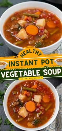 INSTANT POT VEGETABLE SOUP, comfort food, family dinner ideas Instant Pot Vegetable Soup, Family Soup, Soup Vegetable, Plant Based Soups, Vegetable Soup Recipe, Meatless Meal, Instant Pot Soup Recipes, Best Instant Pot Recipe