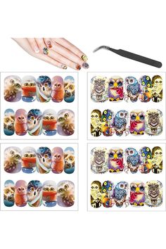 CAIRIAC Owl Nail Art Sticker Water Transfer Cute Animal Nail Decals Full Wrap Stickers for Fingernails Toenail Acrylic Nails, Waterslide Owl Stickers Nail Decals for Women (4 Sheets) Cute Animal Nail, Owl Nail Art, Owl Nails, Decals For Women, Owl Stickers, Animal Nails, Nail Art Sticker, Nails Fall, Water Transfer