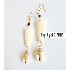 Earrings For Women, Earrings For Wedding, Earrings For Girls, Brass Earring Findings, Brass Earrings Dangle. FREE SHIPPING FOR ALL ADDITIONAL ITEMS IN YOUR CART. ORDERS SHIP VIA USPS 1st CLASS MAIL. (Super fast + tracking numbers + insurance) ★ Buy 3 get 2 Free ★ Buy 6 get 6 Free ★ Buy 12 get 12 Free ★ Buy 24 get 24 Free There is "NO CODE" to get your Free earrings. Simply purchase 3, and you will receive 5. Or purchase 6 you will receive 12 or purchase 12 to receive 24 :) You can communicate th Handmade White Drop Earrings, Handmade White Wrap Drop Earrings, Handmade White Wrap Earrings For Gift, Handmade White Drop Wrap Earrings, White Cowrie Shell Earrings For The Beach, Bohemian Cowrie Shell Earrings For Summer, Handmade Bohemian Cowrie Shell Earrings, Bohemian Adjustable Cowrie Shell Earrings, Beach Cowrie Shell-shaped Earrings