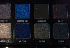 galaxy pallette | blue eyeshadow | blue aesthetic | eyeshadow Dark Blue Eyeshadow Palette, Grunge Eyeshadow Palette, Makeup Pallet Aesthetic, Eyeshadow Pallets Aesthetic, Blue Makeup Palette, Blue And Black Eyeshadow, Eyeshadow Palette Aesthetic, Dark Blue Eyeshadow, Navy Blue Eyeshadow