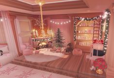 #christmas #royalehigh #royalehighdorm #roblox #pinkchristmas Bloxburg Christmas Room, Royale High Dorm Ideas Layout 2 Floors, Royale High Dorm Decals, Bloxburg Christmas Decals, Bloxburg Christmas