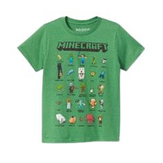 E3 New With Tag Whether They're Busy Creating A New World Online Or Running Errands Offline, Bring A Fun Update To Their Warm-Weather Days With This Minecraft Short-Sleeve Graphic T-Shirt. Crafted From A Soft Fabric Blend, This Kids' Short-Sleeve T-Shirt Offers Them All-Day Comfort In All Their Activities. Featuring The Minecraft Logo And Different Mob Prints On A Green Background, This Kids' Crewneck Tee Is Just The Right Pick To Show Their Fandom. A Great Pairing With A Variety Of Their Bottom Green Tops With Character Print For Spring, Green Character Print T-shirt For Playtime, Green Cartoon Print T-shirt For Playtime, Green Letter Print T-shirt For Playtime, Green Tops With Letter Print For Playtime, Green Cotton Shirt With Character Print, Green Crew Neck Top For Playtime, Green T-shirt For Spring Playtime, Green Graphic Print Top For Playtime