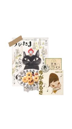 an assortment of stickers with cats and flowers on them