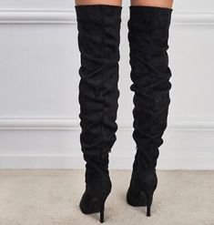 Women Fashion Pointy Toe Side Zipper Over Knee Boots Slim High Heels Party Shoes | eBay Elastic Boots, Popular Boots, Super High Heels, Pointed Heels, Long Boots, Suede Material, High Heels Stilettos, High Heel Boots, Haiti