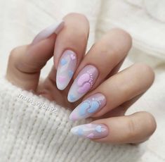 Baby Nail Art, Baby Shower Nails, Idee Babyshower, Heart Nail Designs, Nagellack Trends, Spring Acrylic Nails, Long Acrylic Nail Designs, Baby Nails